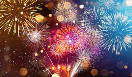 A colourful, celebratory fireworks display