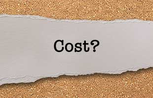 the word Cost? on a torn strip of grey paper