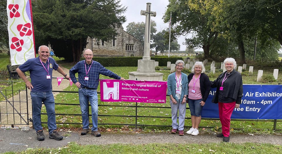 Scampton Church Heritage Open Days volunteers outside the churchyard